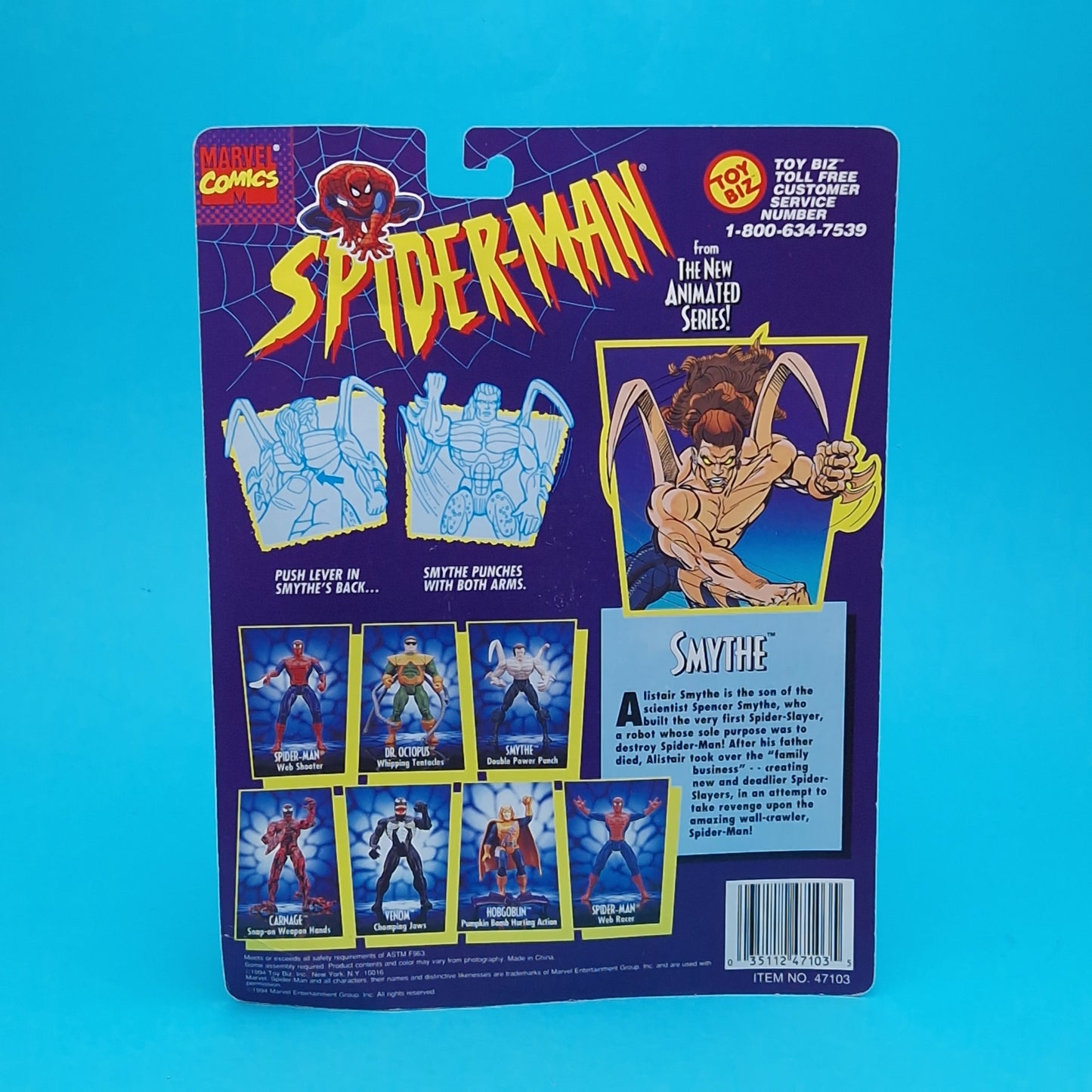 SPIDER-MAN ANIMATED SERIES ☆ SMYTHE Vintage Figure ☆ Marvel Carded Toybiz 90s Original