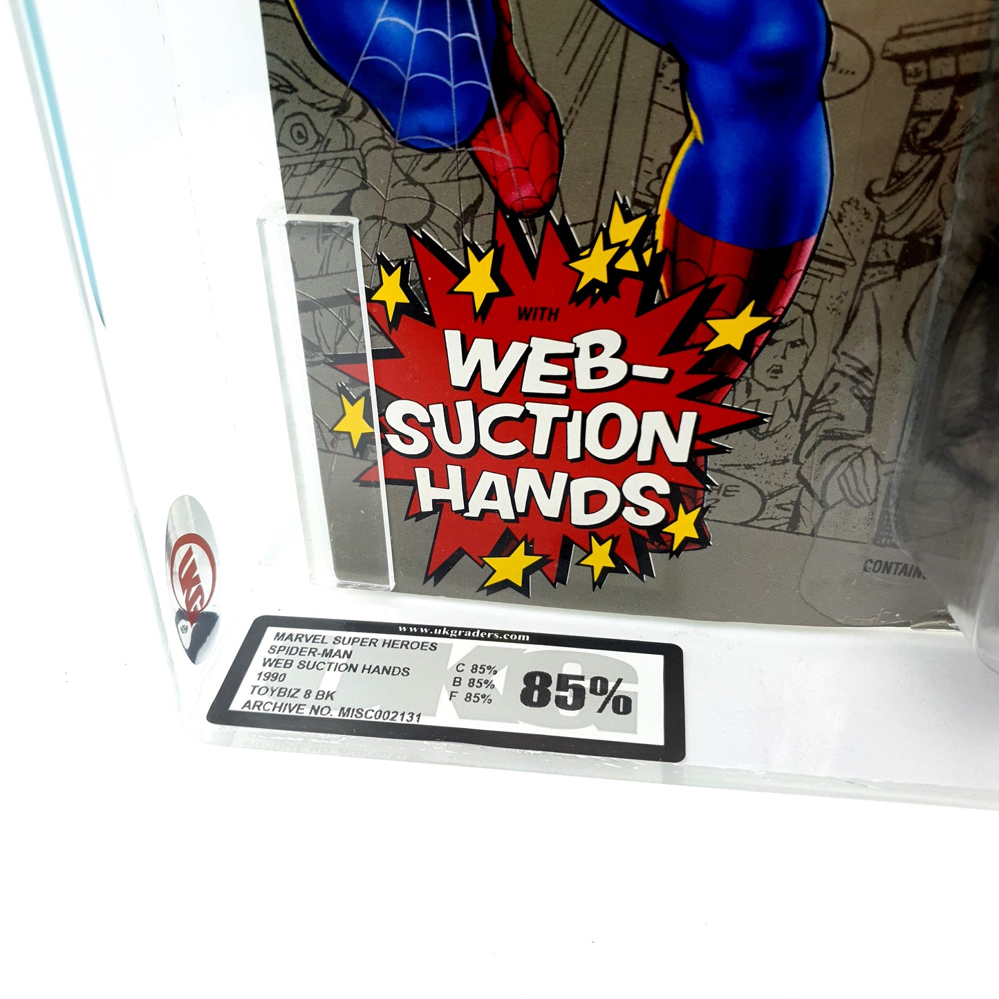 MARVEL SUPER HEROES ☆ SPIDERMAN WEB SUCTION HANDS GRADED 85 UKG Figure ☆ Sealed Carded