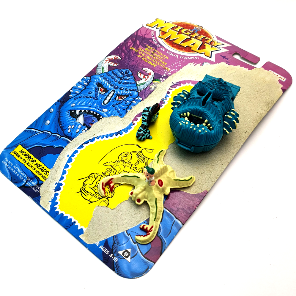 MIGHTY MAX ☆ SEA SQUIRM Horror Heads Vintage Figure Playset ☆ Complete Card