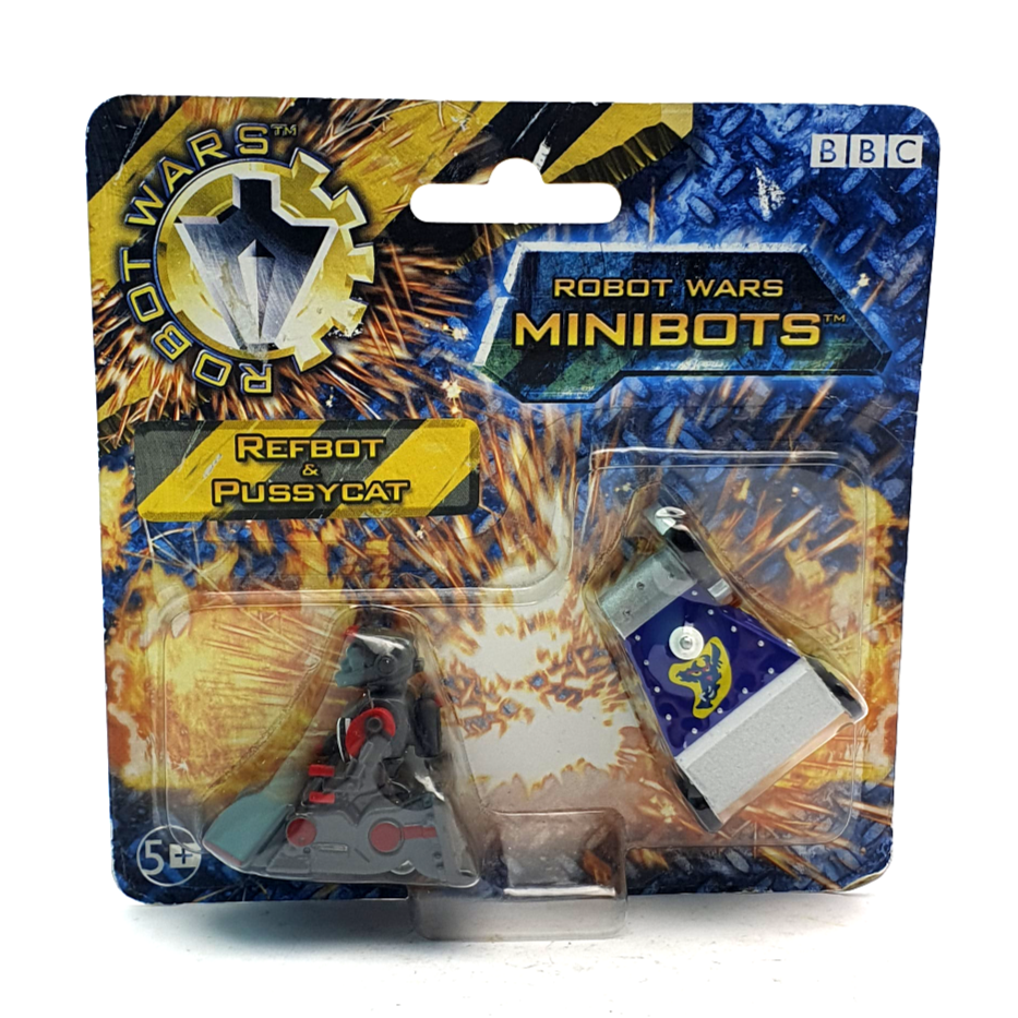 ROBOT WARS ☆ MINI BOTS Refbot & Pussycat Mini Vehicle Figure ☆ BBC Carded Sealed Marvel Carded