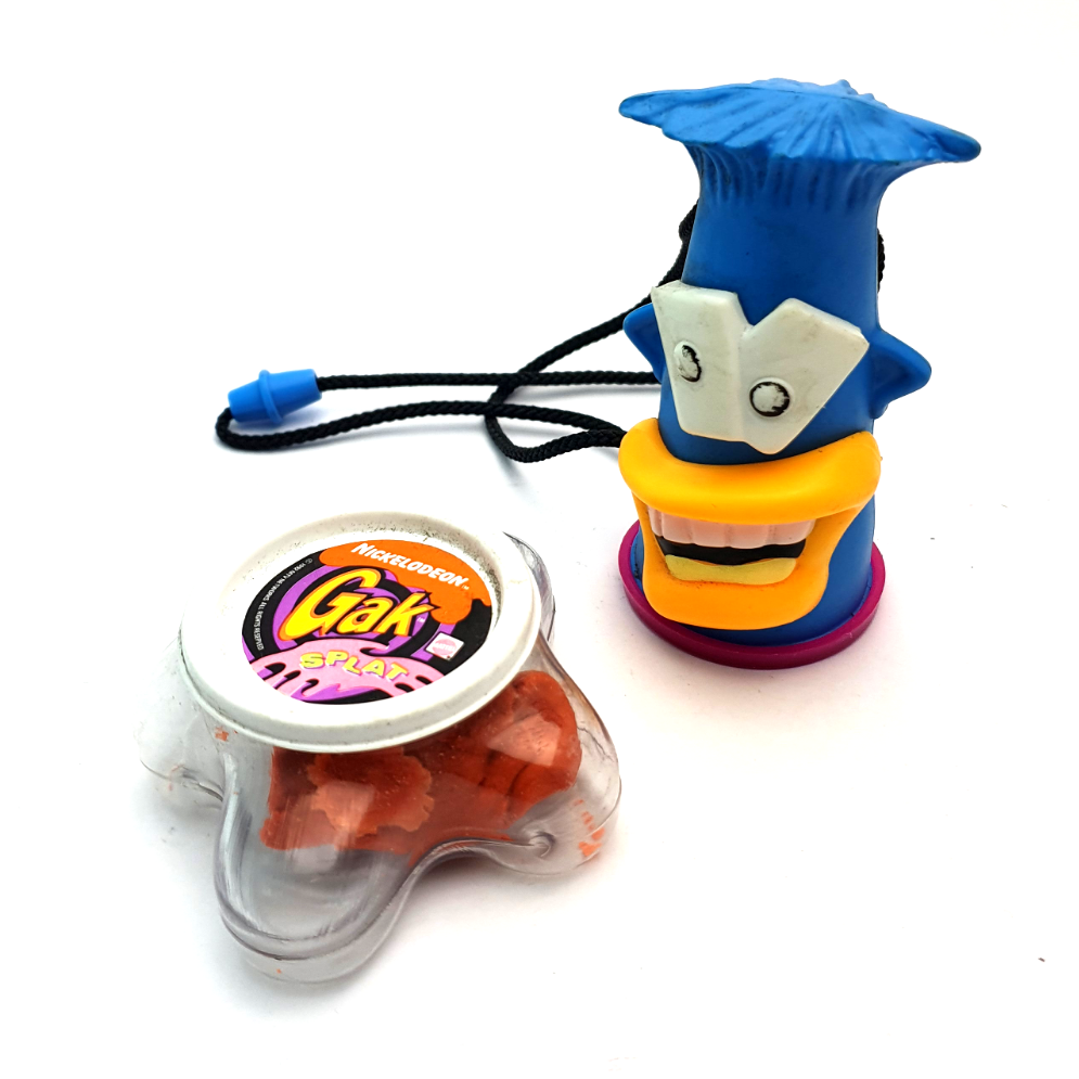 GAK SPLAT ☆ GAKOIDS GAK-MAN Blue With Dried Original GAK Figure ☆ Vintage Nickelodeon Mattel